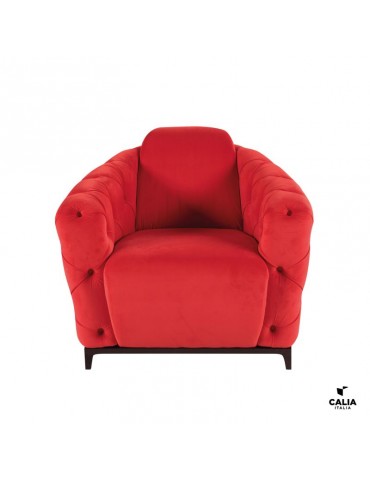 ekskluzywny czerwony Fotel Deliziosa w stylu chesterfield - Calia Italia