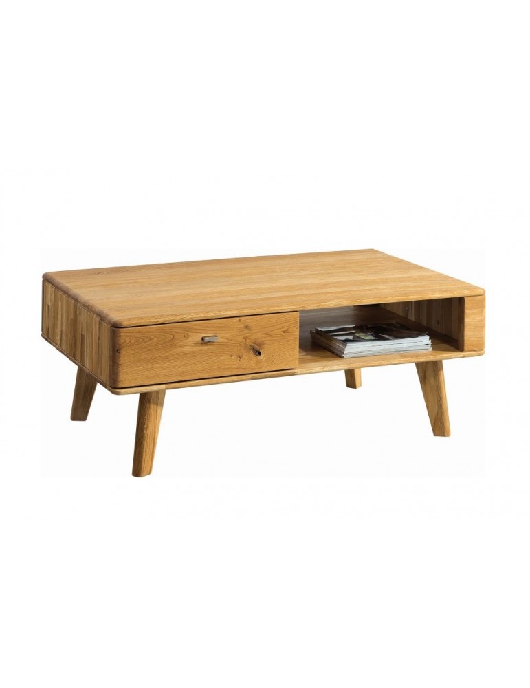 drewniany stolik kawowy na nóżkach z szufladą i wnęką 120x70 - Typ 67 Denver Dallas - Dekort - Meble Empir